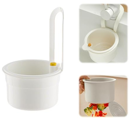 Sieb für Spülbecken Hängend, Einstellbare Spülbecken Sieb zum Aufhängen, Multifunktionaler Abtropfkorb Waschbecken, Abtropfsieb Spülbecken Filterkorb zum Waschen für Küchenspülen (1 Weiß)