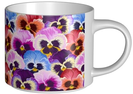 YWSOTRE Pansies, Large-Capacity Ceramics Mug Tea Cup Coffee Mugs Ceramic Cup 450 ml