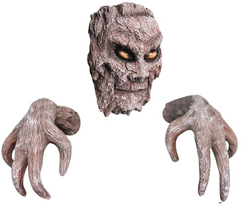 Decorazione Del Patio Del Viso Della Corteccia Di Albero - Facce Alberi Decorazione A Mano | Ornamento Del Viso Della Corteccia Di Demone In Resina | Scultura Di Patio Raccapricciante Pa