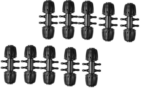 SUPVOX Lot de 10 Raccords en Plastique 16 Mm vers Embout Cannelé 4/7 pour Irrigation Jardin, Connecteur à 6 Voies, Adaptateur Pom Léger et Compact, Accessoires pour Système D'arrosage