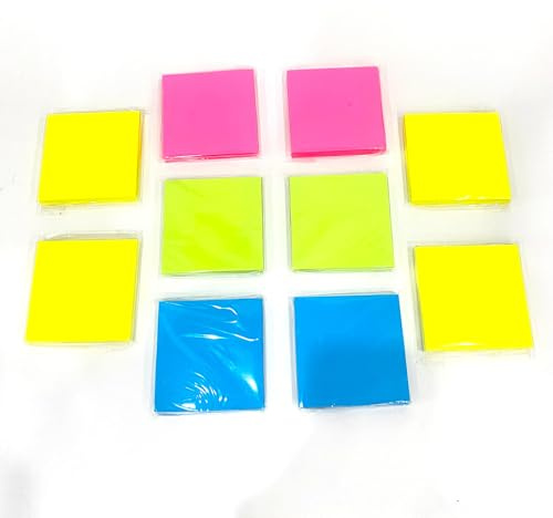 1000 Foglietti Adesivi Colorati 10 Blocchi 76x76mm,Sticky Notes Facili da Scrivere,4 Colori Rosso Verde Blu Giallo,Foglietti Adesivi per Ufficio,Scuola,Casa