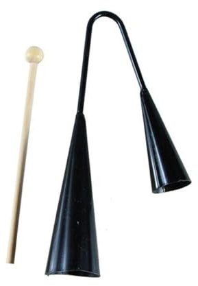 Agogo Glockenspielzeug aus Metall und Holz, Zweiklangig, Schwarz | Handlich und Tragbar, für Latin Music und Samba Baterias, Geeignet für Kinder