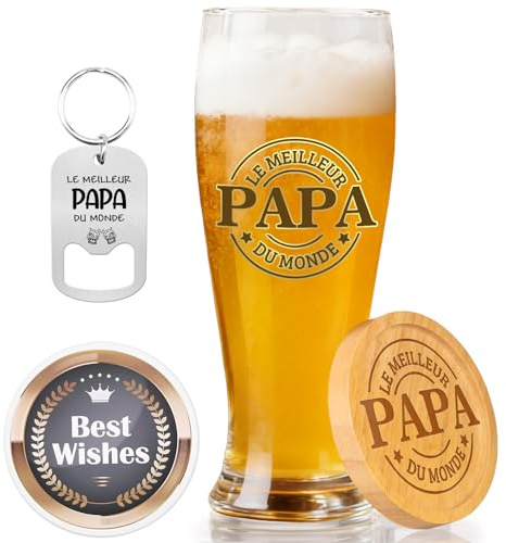 Blumuze Cadeau Papa,Personnalisée Verre À Bière Cadeau Anniversaire Papa Homme, Père Anniversaire Cadeaux 15oz Verre À Bière Idee Cadeaux Noel Fete Des Peres