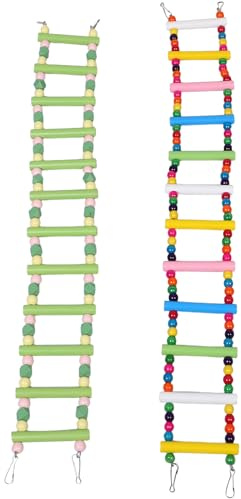 BELLIFFY 2 pièces Échelle pour Perroquet Macaron Couches Double Fonction Balançoire et Perchoir pour Petits et Moyens Oiseaux Interactif Cage