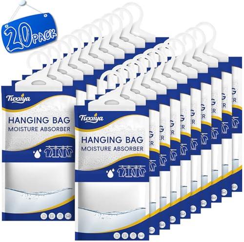 Moisture Absorbers 20 Pack,Hanging Closet Dehumidifier Bags,Moisture Absorbing Bags, Desiccant,Moisture Absorbing Bags for Closet,Wardrobes,Bedrooms, Bathrooms