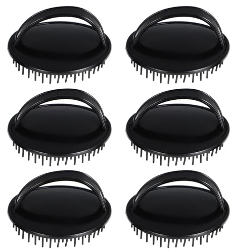 PACKOVE 6 Cepillos Masajeadores Cuero Cabelludo, Cepillo de Plástico Negro para Lavar el Cabello, Herramienta Flexible para Masaje y Limpieza, Anticaspa, Cuidado y Estimulación Salud