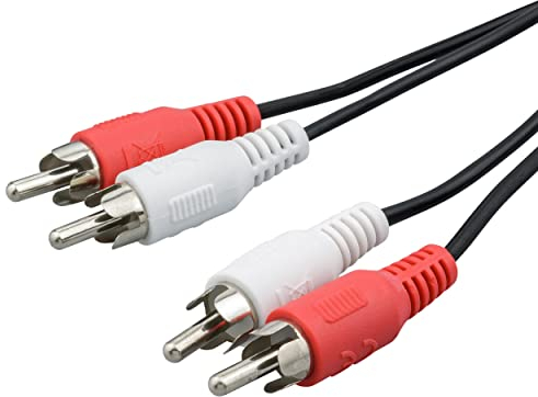 Ecabo 10047 Cinch-Kabel 2 auf 2 - RCA Stecker (Rot/Weiß) - Für Hi-Fi, Stereo-Anlagen, Receiver, Audiogeräte, 2,50m, Schwarz