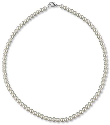 Rivelle Damen Perlenkette 40 cm Perle 5 mm creme Kette Perlen Collier Halsschmuck Necklace Geschenk-Box