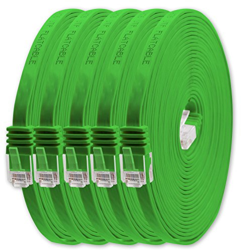 1aTTack.de 2m - Green - 5 Pack Cat.6 Ultra Flat Gigabit LAN (RJ45) Slim Micro Cat6 Patch Cable