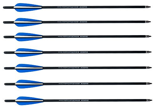 SHARROW 12 piezas Flechas de Ballesta 20 pulgadas Flechas de Carbono Pernos Flechas para Ballesta (Azul)