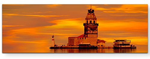 Leinwandbilder | Bilder Leinwand 120x40cm Maiden Tower kiz kulesi in Istanbul bei Sonnenuntergang