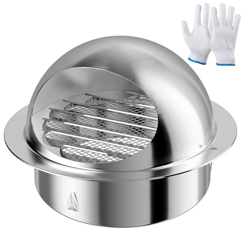 HG Power 4 Inch Air Vent Covers for Walls Outside 100mm Stainless Steel Extractor Fan Vent Cover, Built-in Screen Mesh, for Tumble Dryer Vent Cover