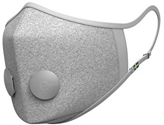 Airinum, Urban Air Mask 2.0 Maschera anti-inquinamento, Maschera di protezione respiratoria riutilizzabile e regolabile contro l'inquinamento atmosferico, gli allergeni e i batteri, quarzo grigio L