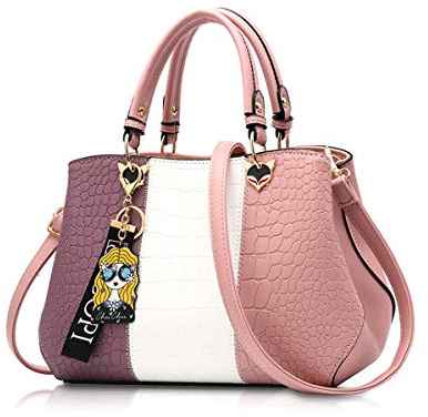 NICOLE & DORIS 2025 Neue Frauen Tasche Damen Leder Handtasche Mode Umhängetasche Mit Pompon abnehmbarem Schultergurt Handtasche Schwarz