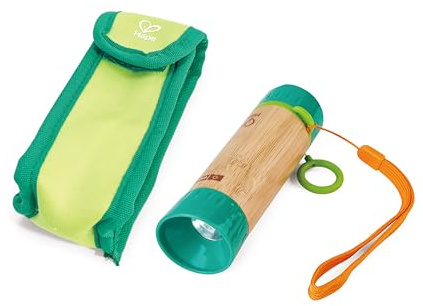 Hape Lampe Torche Enfant Rechargeable - Adaptés aux Enfants dès 4 ans - Lampe de Poche Enfant Puissante et Sûre - Fabriquée en Bambou & Plastique Végétal - Idée Cadeau Extérieur Exploration Pratique
