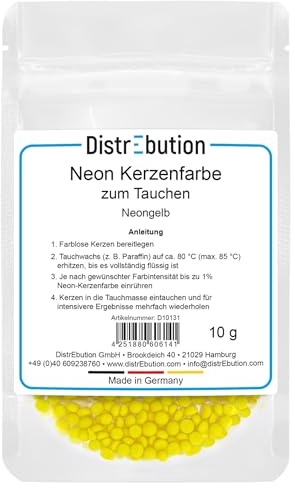 Kerzenfarbe Neon Gelb hochkonzentriert 10g – zum Einfärben von Kerzentauchmasse, kräftige Farbtöne, Made in Germany