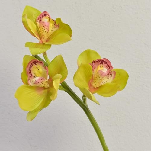 artplants.de Deko Zweig Cymbidium Orchidee Seraphina, grün-rosa, 45cm - Seidenorchidee - Textilblume