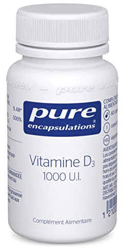 Pure Encapsulations - Vitamine D3 1000 UI - Défenses immunitaires - Os & Muscles - Forme active de Vitamine D – Sans Additifs superflus - Complément alimentaire - 60 gélules