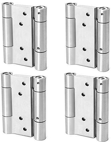 QWORK® 4 pièces Charnières À Ressort, 100mm, en Acier Inoxydable 304 Double Action pour Portes Battante Charnière Fermeture Automatique, chargéà ressort pour porte de café et de saloon
