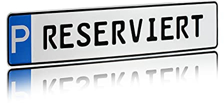 Finest Folia Parkplatzschild 520x110mm mit P-Symbol aus Aluminium wetterfestes Parkplatz Kennzeichen – Schild für Stellplatz Beschilderung (05 P - Reserviert)