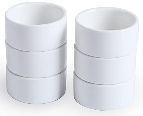1 oz Mini Porcelain Ramekins Set of 6, Small Ceramics Souffle Dish, Exactly Designed for Dipping Sauce, Ketchup, Salsa and Jams, 30ml White