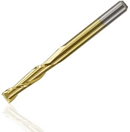 Trapano Bit Fresa a candela piatta a 2 flauti 10 pezzi da 3,175 mm Fresa a spirale con codolo Fresa in metallo duro con rivestimento in titanio,2.0x3.175x8mm