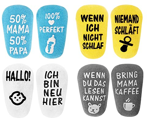 ANOTION Baby Socken 0-12 Monate, Personalisierte Geschenk Junge Geschenk Mädchen 2025 Neujahrsgeschenke Socken Lustig Ostergeschenke für Baby