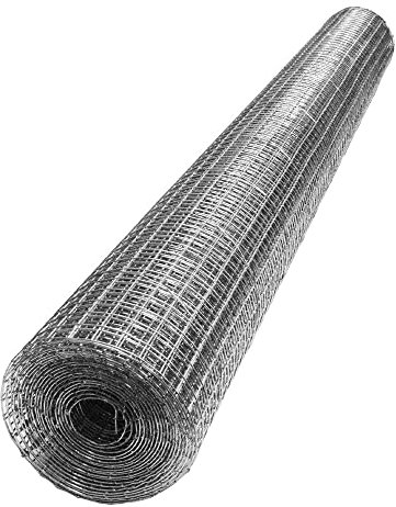 Galvanised Welded Chicken Wire Mesh Roll, Strong Netting for Rabbit Aviary Fence, 5 Metre Rolls (1/2 Square 5 Metre x 900mm Roll)