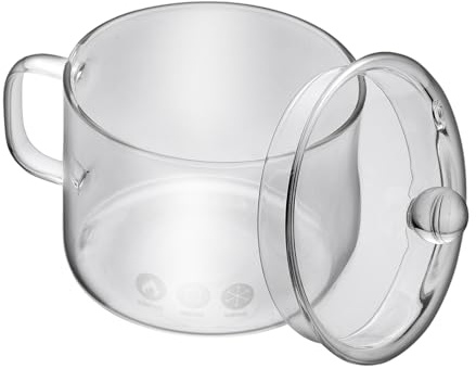 Angoily Borosilicate Glass Stew Pot Lid Handle for Household Cooking Pot Microwave Safe Glassware for Stew Soup Instant Noodle Bowl