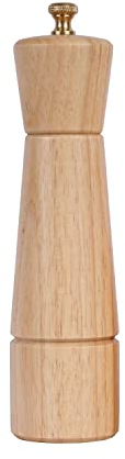 DeroTeno Molinillo de pimienta, molinillo pimienta ajustable de acero inoxidable, madera de caucho, 22 cm de altura, DIÁMETRO inferior: 5,5 cm (la bandeja NO está incluida)
