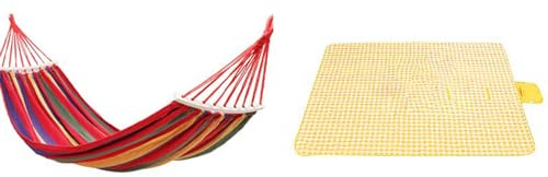 Hängematte + Picknickmatte, kippsicher, max. 200 kg, erhältlich in Allen Größen, rot gestreift (Large)
