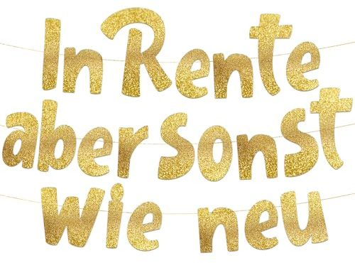 Lustige Banner, Glitzerbanner In Rente Aber Sonst Wie Neu, Partyzubehör zum Renteneintritt