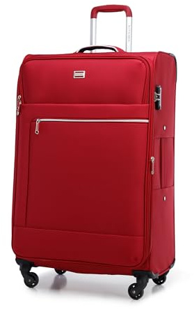 WITTCHEN MIRA Line Großer Koffer Gepäck Weichgepäck Trolley Reisekoffer Rollkoffer aus Polyester Tragegriff Teleskopgriff Vier Lenkrollen TSA Kombinationschloss Größe L Rot