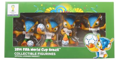 Promo-Dis Fuleco - Lot de 4 figurines à collectionner - 1 dans une boîte cadeau - Figurines à collectionner de la Coupe du monde de football 2014 au Brésil