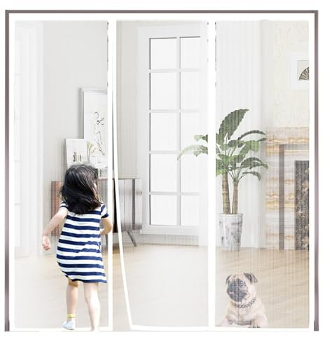 Fly Screen Magnet Door, 95x205cm Insect Protection Fly Screen for roof Windows, Mosquito net, Magnetic Closure for Balcony Door, Patio Door, Living Room, White
