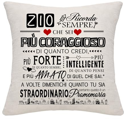 Bommex Regalo per lo Zio - Copricuscino Ispiratore da Parte di Nipote - Ricorda Sempre Tu Sia Straordinario - Miglior Regalo per Compleanno, Festa del Papà, Natale