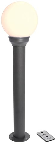Esotec Solar Wegeleuchte Kugelleuchte Pollerleuchte, Aluminium Ø20cm 102432 | Solar Wegeleuchte Kugelleuchte, Kugel Ø20cm, Höhe 78,5cm, CCT 3000–6500K, Fernbedienung, Aluminium, LiFePO4 Akku wechselbar