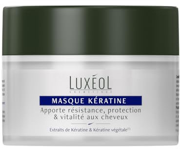 Luxéol - Masque Cheveux Kératine - Apporte Résistance, Protection & Vitalité aux Cheveux - Enrichi en Kératine et Kératine Végétale(1) - Formule d'Origine Naturelle - Fabriqué En France - 200 ml