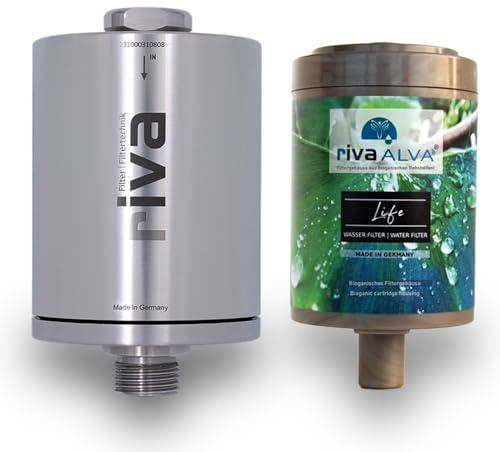 rivaALVA Filtro dell'acqua in acciaio inox Life – Filtro per acqua potabile con carbone attivo e alloggiamento bioganico – filtra metalli pesanti e molto altro ancora.