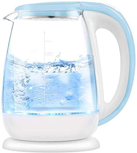 Hervidores, Hervidor eléctrico de vidrio, Hervidor de agua ecológico con LED iluminado, Caldera de agua inalámbrica sin Bpa con tapa interior de acero inoxidable, Protección de ebullición y secado