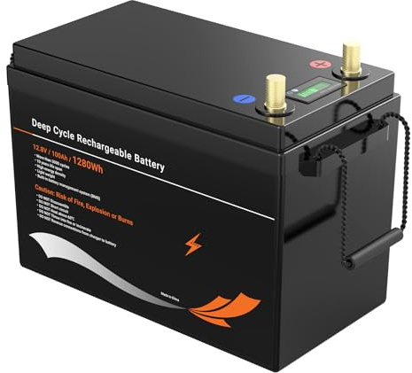 12V12.8V) 100Ah LiFePO4 Battery with BMS, Deep Cycle Battery | Lifepo4 for RV/Solar/Boat/Marine/Trolling motor/Replace Most of Backup Power, 15000+ cycles