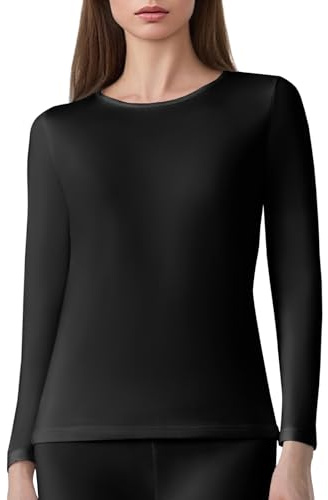 Channo Maglia Termica Morbida Donna: Comoda Leggera Traspirante Ideale per attività all’Aperto e Uso Quotidiano in Inverno (Nero XL)