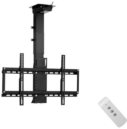 supporto tv motorizzato per schermi al plasma/LCD/LED da 32-55 pollici, Sollevamento automatico supporto tv soffitto with telecomando, Max VESA 600x400 mm, che Regge fino a 60 kg (560-1210mm)