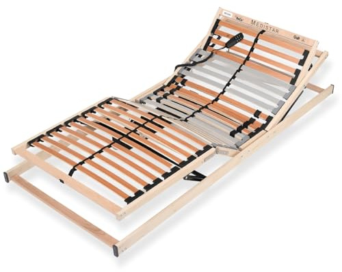 Sleepneo Lattenrost 100x200 cm elektrisch verstellbares Kopf & Fußteil fertig montiert 28 Latten 5 Zonen 150 kg Traglast Birkenschichtholz Made in Germany