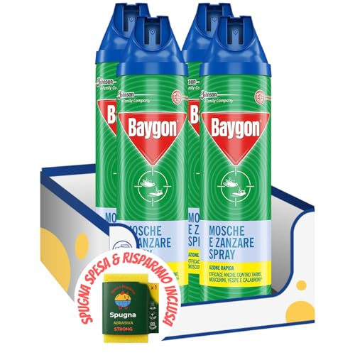 Insetticida spray per mosche e zanzare – 400 ml kit con Spugna Brandizzata SPESA & RISPARMIO Inclusa – Variazioni 4/8/12 Pezzi (4)