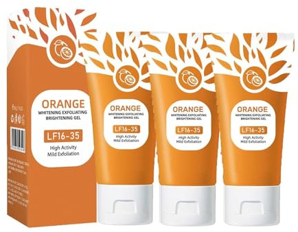 Enzimas naranjas Exfoliante Gel brillante, Poros limpios profundos, Exfoliante orgánico de cara y cuerpo, Exfoliante facial hidratante de limpieza profunda para todos los tipos de piel (3PCS)