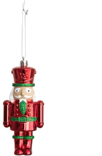Ornamenti per albero di Natale a forma di schiaccianoci bianchi e rossi, 14 cm, in plastica, da appendere, con figure di Babbo Natale e pupazzo di neve, palline di Natale in stile europeo per la casa