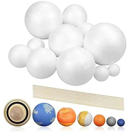 Aboiledy Sonnensystem-Projektkit mit Styroporkugeln, Planet Model Crafts mit 14 Polystyrolkugeln Unterschiedlicher GrößE für Basteln DIY Schule Projekte Weihnachten Dekorationen