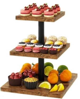 Felenny 3 Tier Cupcake Stand Wooden Cupcake Tower