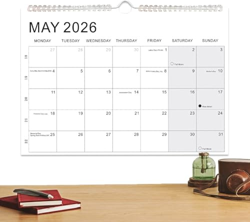 Wandkalender, Organizer, Monatsplaner, dickes Papier, Wandkalender 2026, Planung für Zuhause, Büro, Schule, Klassenzimmer, Schlafsaal
